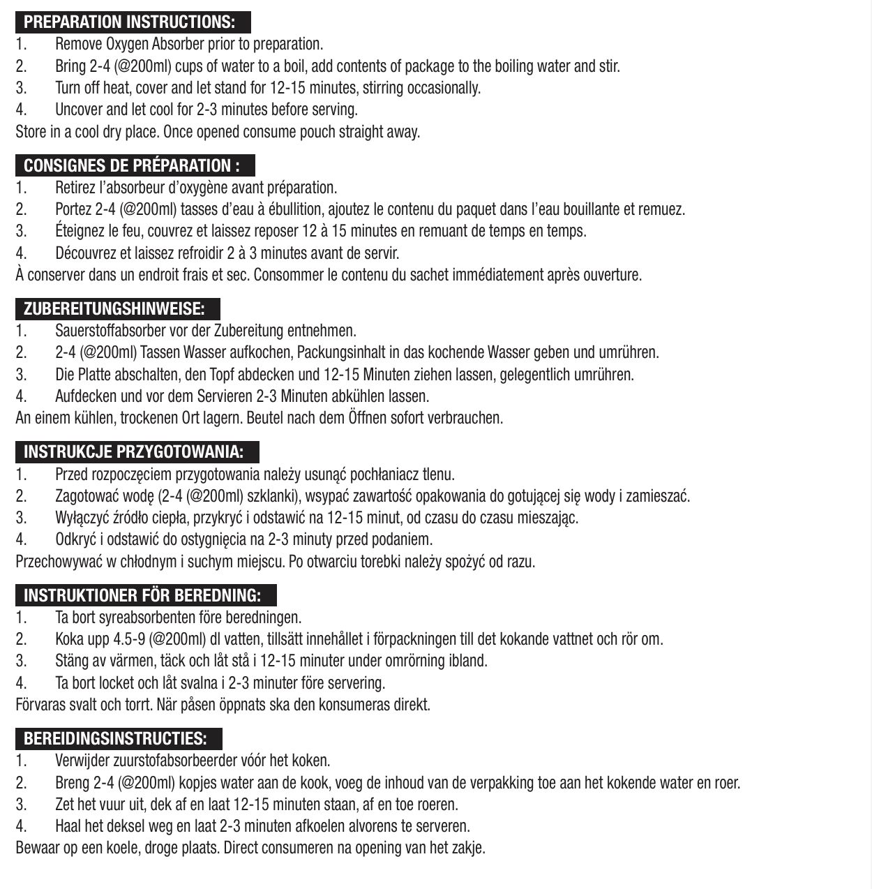28 porciones de desayuno y plato principal liofilizados, DryBag, hasta 25 años