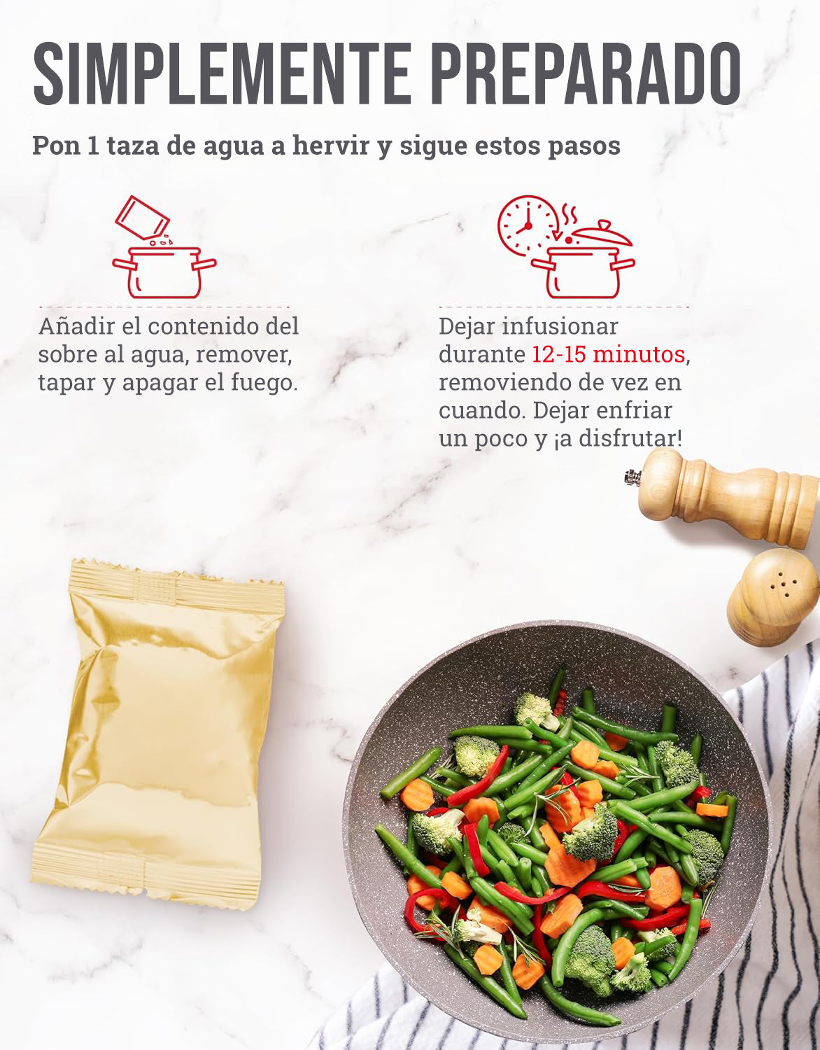 Cubo de verduras liofilizadas para 120 porciones, hasta 25 años