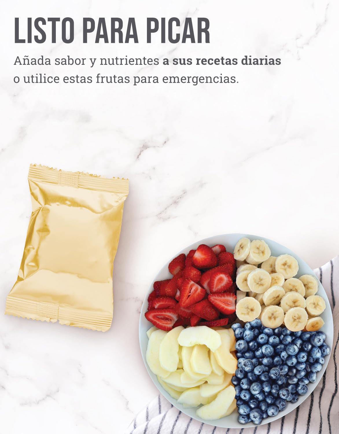 Cubo de frutas liofilizadas para 120 porciones, hasta 25 años