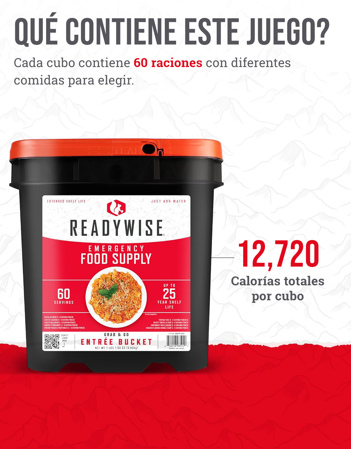 Plato principal de 60 porciones, comidas vegetarianas liofilizadas, hasta 25 años