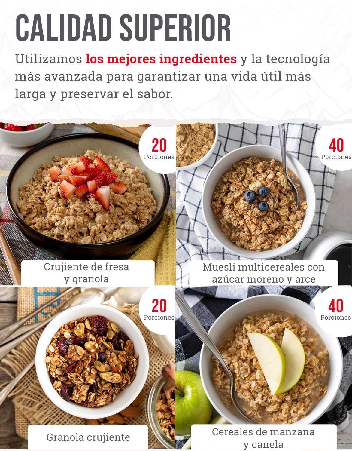 ReadyWise – Cubo 120 porciones desayuno liofilizado, muesli y cereales, 25 años