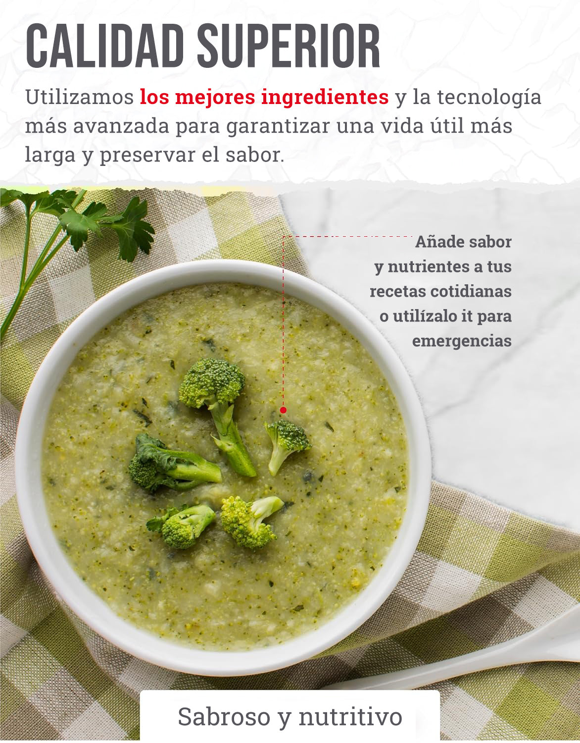 Cubo de verduras liofilizadas para 120 porciones, hasta 25 años