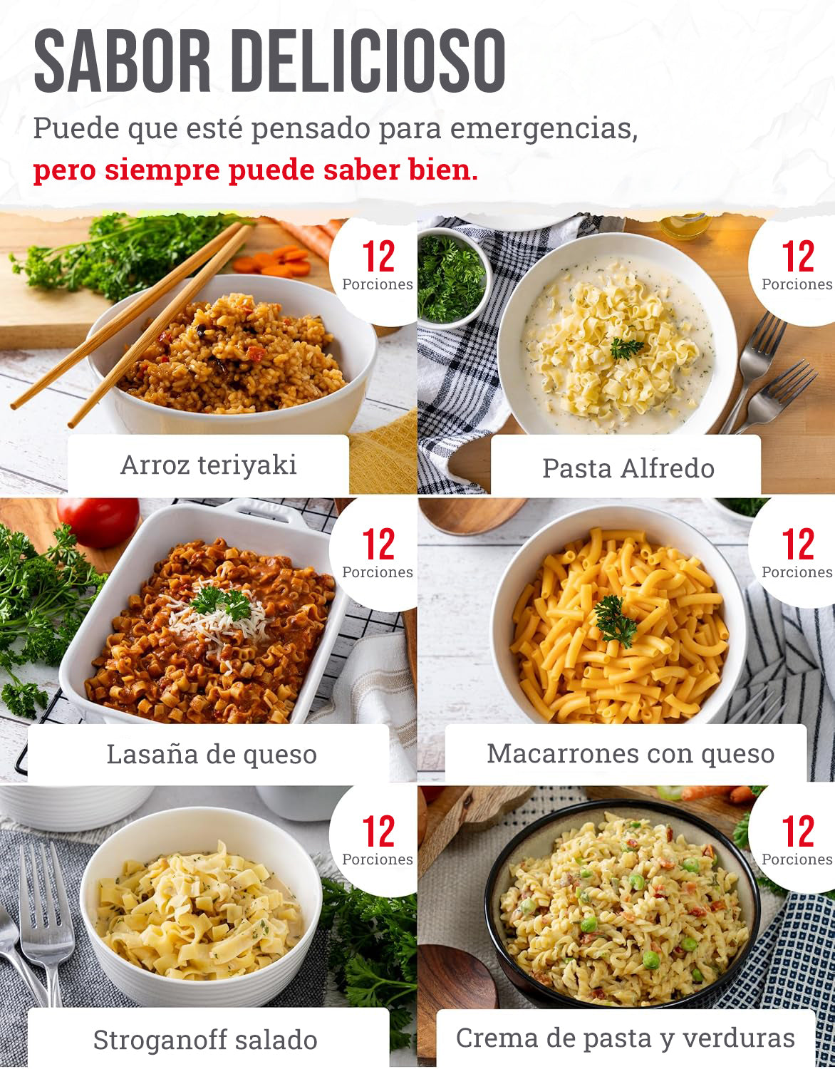 Plato principal de 120 porciones, comidas vegetarianas liofilizadas, hasta 25 años