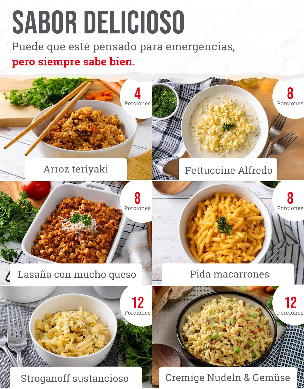 ReadyWise – Cubo 120 porciones platos principales liofilizados, 25 años de conservación