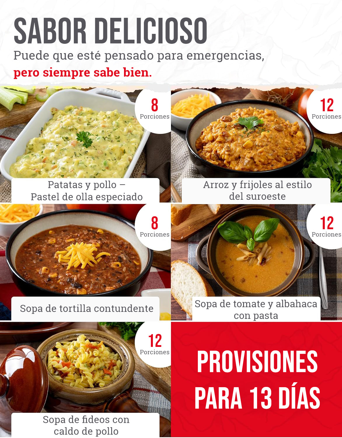 ReadyWise – Cubo 120 porciones platos principales liofilizados, 25 años de conservación