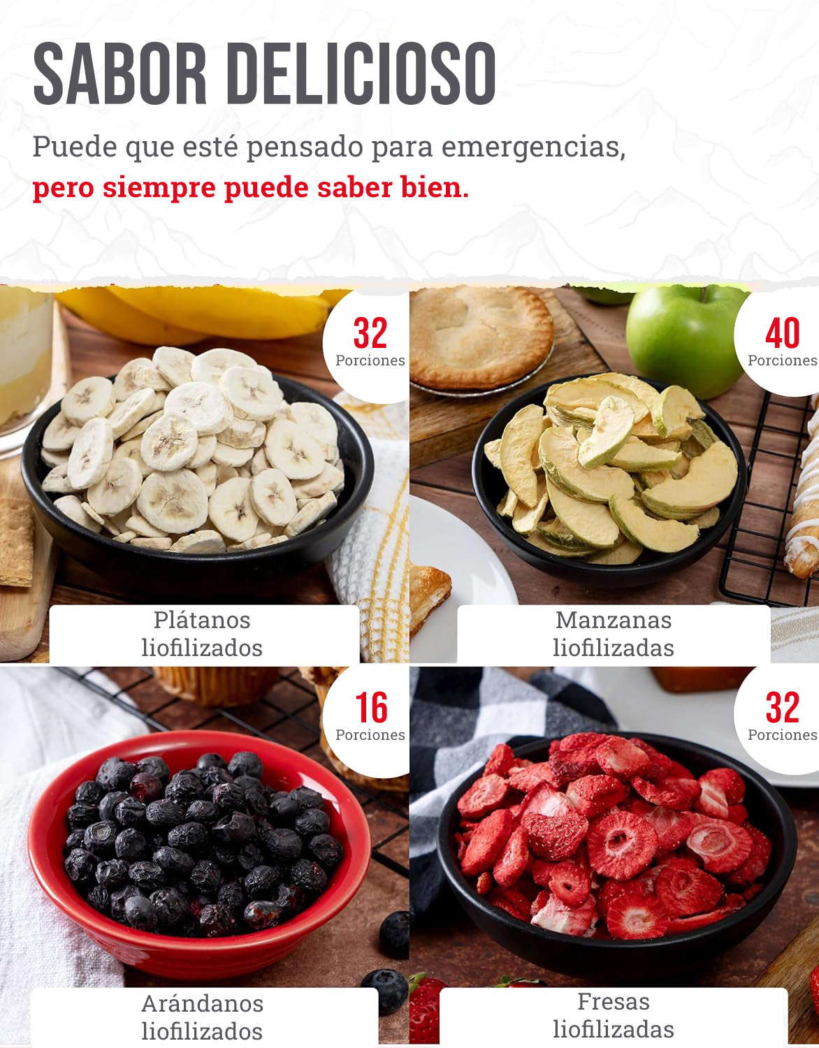 Cubo de frutas liofilizadas para 120 porciones, hasta 25 años
