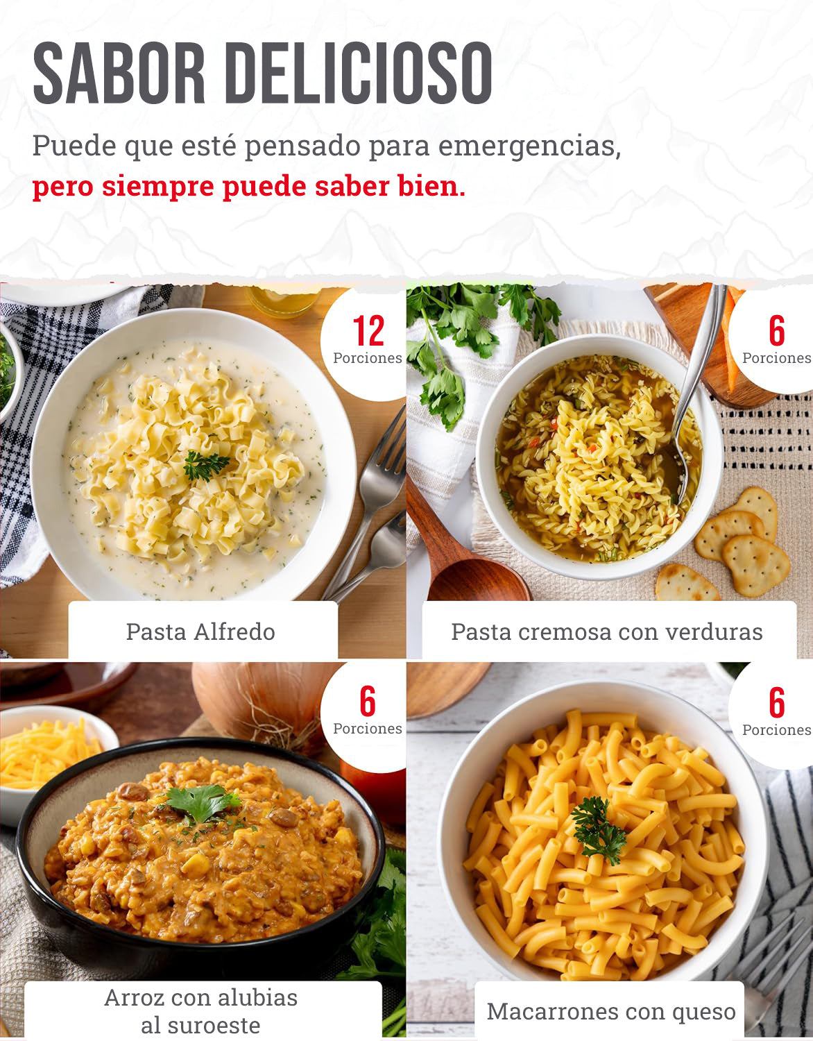 Plato principal de 60 porciones, comidas vegetarianas liofilizadas, hasta 25 años