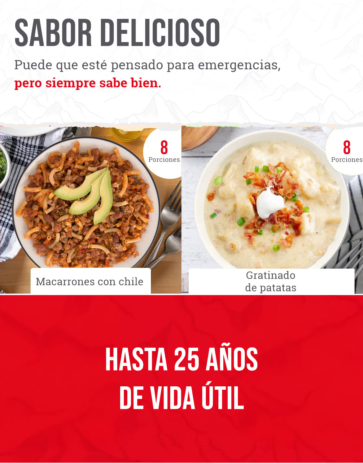 ReadyWise – Cubo 120 porciones platos principales liofilizados, 25 años de conservación