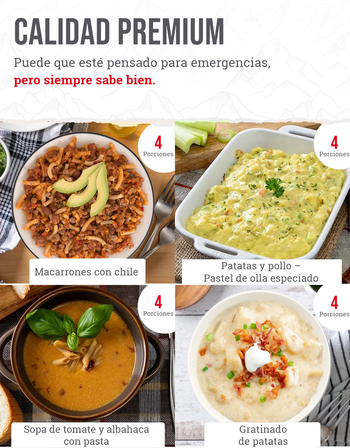 ReadyWise – Kit 60 porciones platos principales liofilizados, conservación 25 años