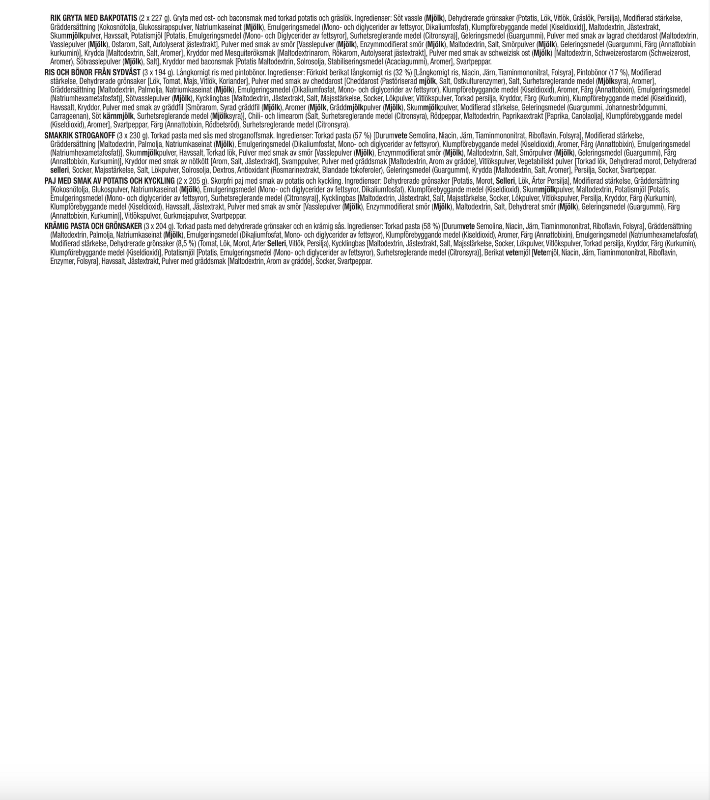 Plato principal de 120 porciones, comidas vegetarianas liofilizadas, hasta 25 años