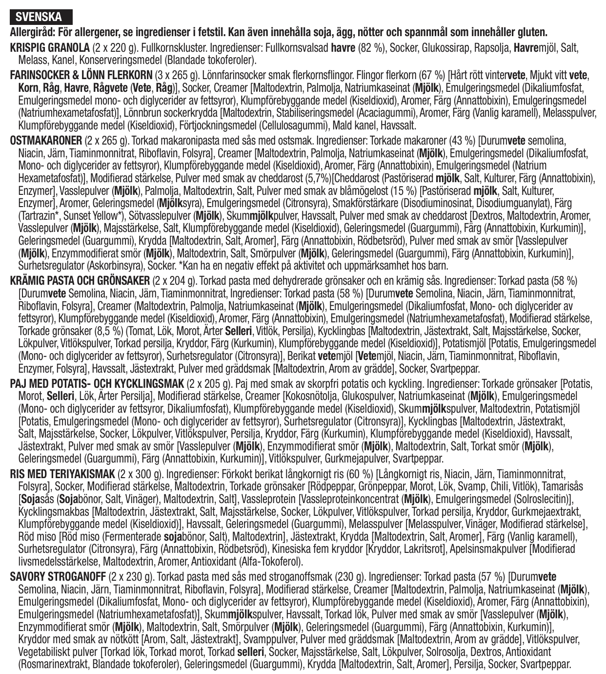 60 porciones de desayuno y plato principal liofilizados, DryBag, hasta 25 años