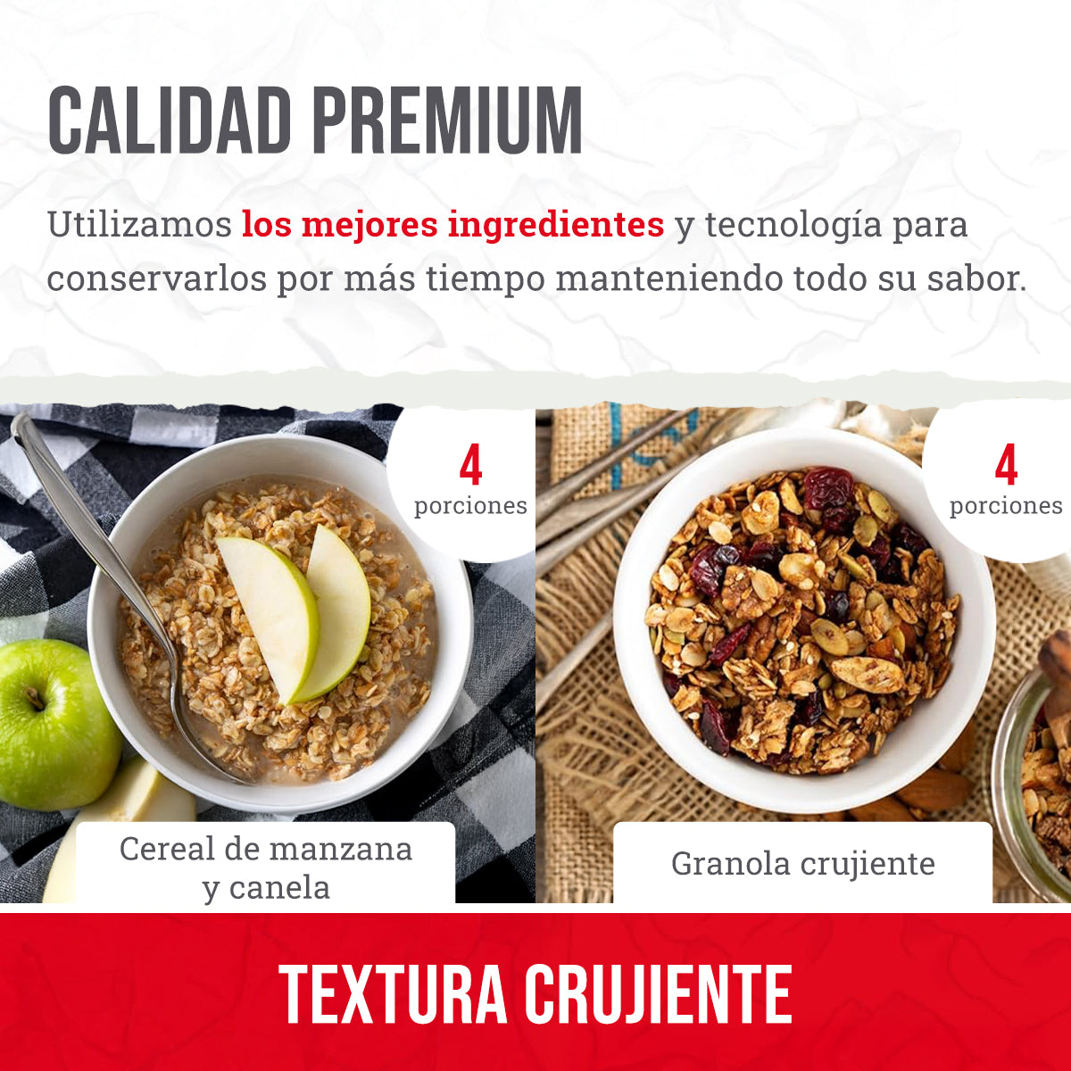 28 porciones de desayuno y plato principal liofilizados, DryBag, hasta 25 años